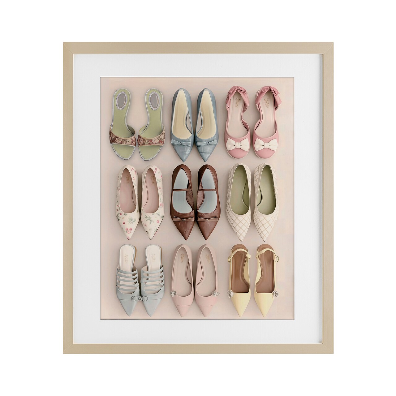 Stupell Industries Beatrice's Closet Shoes Framed Print Under Glass, design by Annabelle Hall